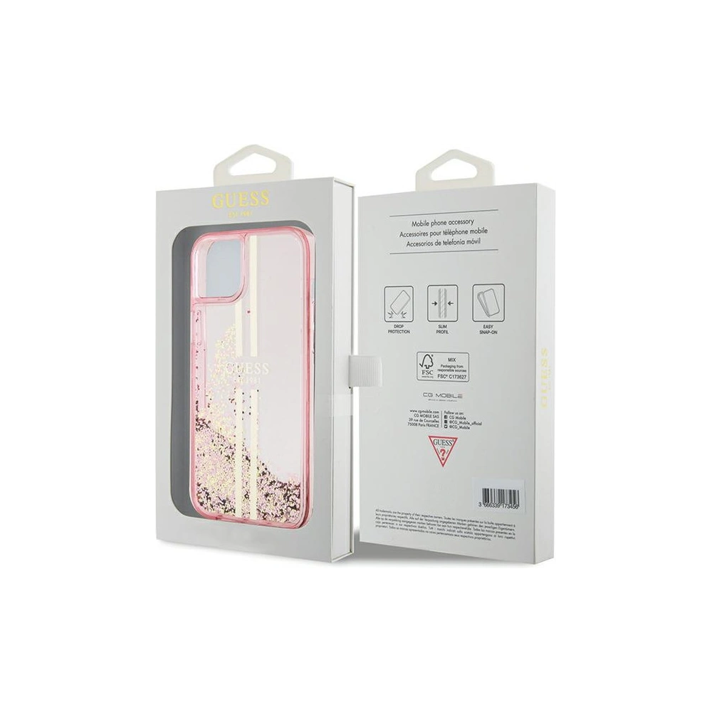 Hurtownia GSM - Etui Guess GUHCP15SLFCSEGP Apple iPhone 15 / 14 / 13 hardcase Liquid Glitter Gold Stripes rozie/pink - GUE3195 - {ean13} - Hurt