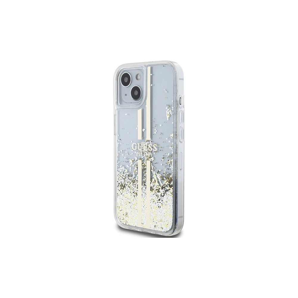 Hurtownia GSM - Tok Guess GUHCP15SLFCSEGT Apple iPhone 15 / 14 / 13 kemény tok Liquid Glitter Arany Csíkok átlátszó - GUE3196 - {ean13} - Hurt