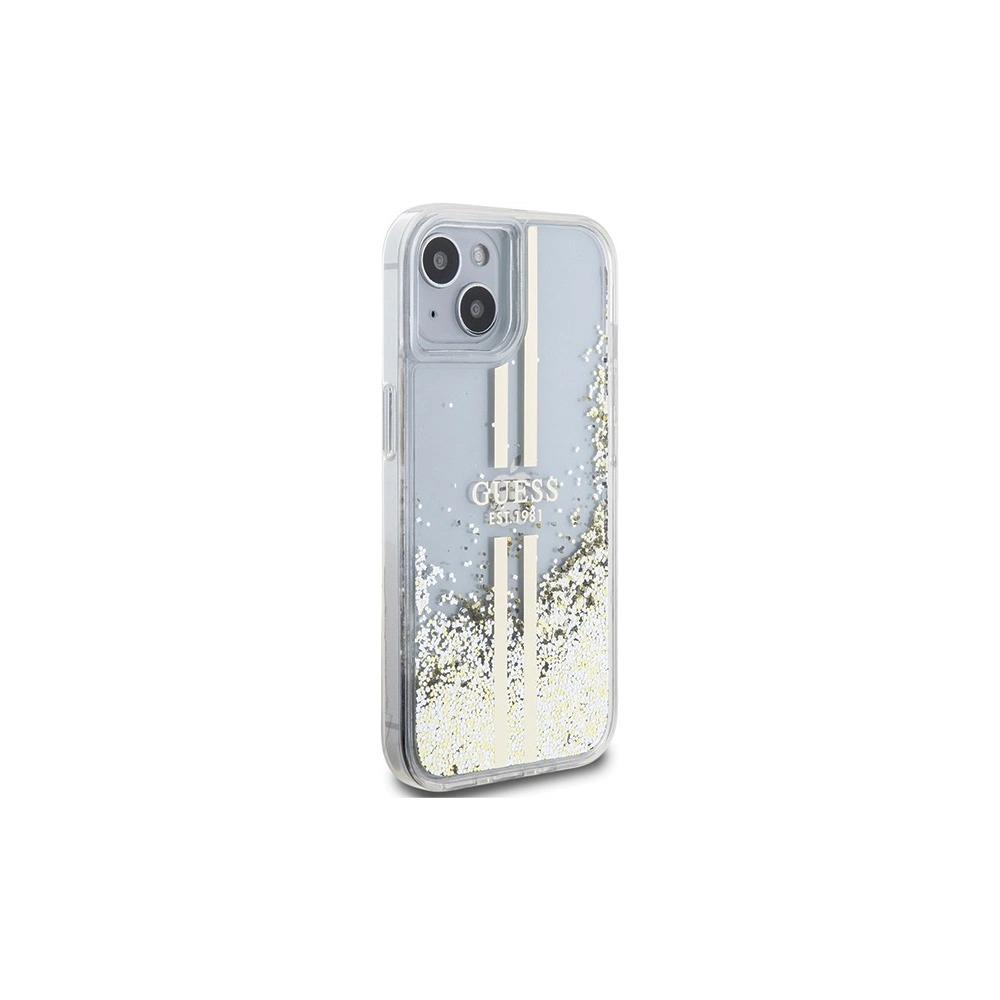 Hurtownia GSM - Case Guess GUHCP15SLFCSEGT Apple iPhone 15 / 14 / 13 Hardcase Liquid Glitter Gold Stripes transparent - GUE3196 - {ean13} - Hurt