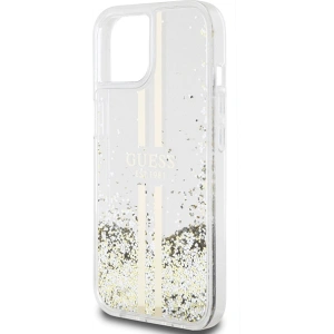 Hurtownia GSM - Case Guess GUHCP15SLFCSEGT Apple iPhone 15 / 14 / 13 Hardcase Liquid Glitter Gold Stripes transparent - GUE3196 - {ean13} - Hurt