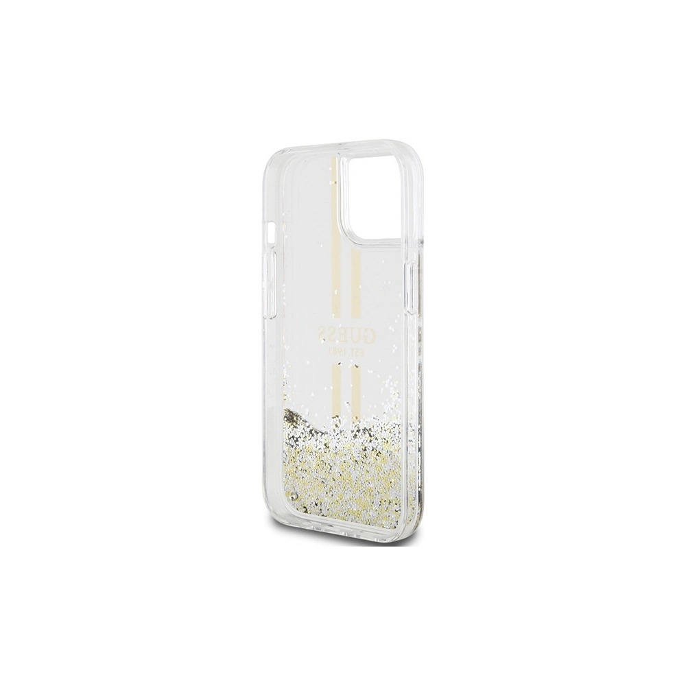 Hurtownia GSM - Tok Guess GUHCP15SLFCSEGT Apple iPhone 15 / 14 / 13 kemény tok Liquid Glitter Arany Csíkok átlátszó - GUE3196 - {ean13} - Hurt