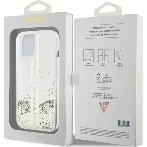Hurtownia GSM - Case Guess GUHCP15SLFCSEGT Apple iPhone 15 / 14 / 13 Hardcase Liquid Glitter Gold Stripes transparent - GUE3196 - {ean13} - Hurt