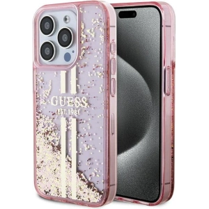 Hurtownia GSM - Etui Guess GUHCP15XLFCSEGP Apple iPhone 15 Pro Max hardcase Liquid Glitter Gold Stripes różowy/pink - GUE3200 - {ean13} - Hurt