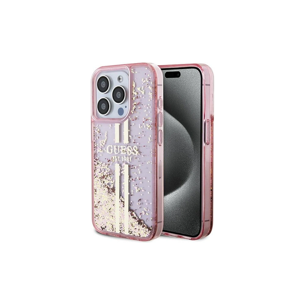 Hurtownia GSM - Etui Guess GUHCP15XLFCSEGP Apple iPhone 15 Pro Max hardcase Liquid Glitter Gold Stripes różowy/pink - GUE3200 - {ean13} - Hurt