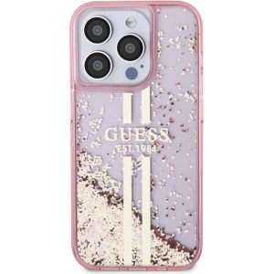 Wholesale Guess GUHCP15XLFCSEGP Apple iPhone 15 Pro Max hardcase Liquid Glitter Gold Stripes pink - GUE3200 - {ean13} - Hurt