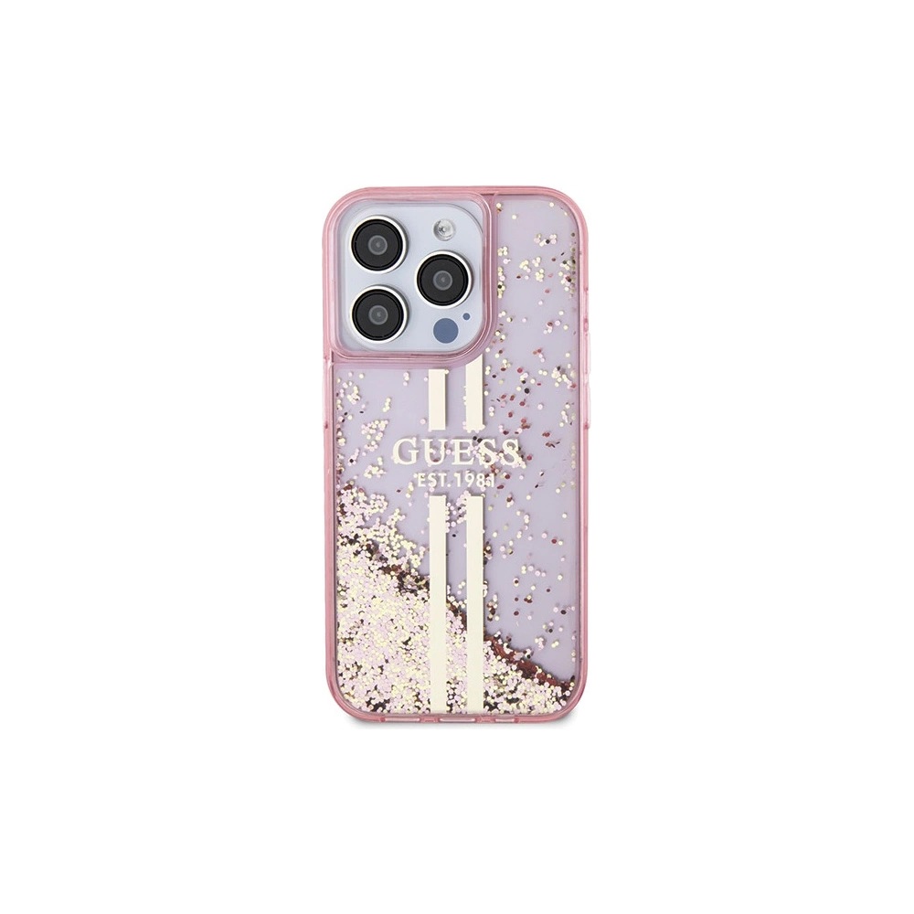 Hurtownia GSM - Etui Guess GUHCP15XLFCSEGP Apple iPhone 15 Pro Max hardcase Liquid Glitter Gold Stripes różowy/pink - GUE3200 - {ean13} - Hurt