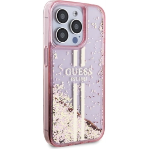 Wholesale Guess GUHCP15XLFCSEGP Apple iPhone 15 Pro Max hardcase Liquid Glitter Gold Stripes pink - GUE3200 - {ean13} - Hurt