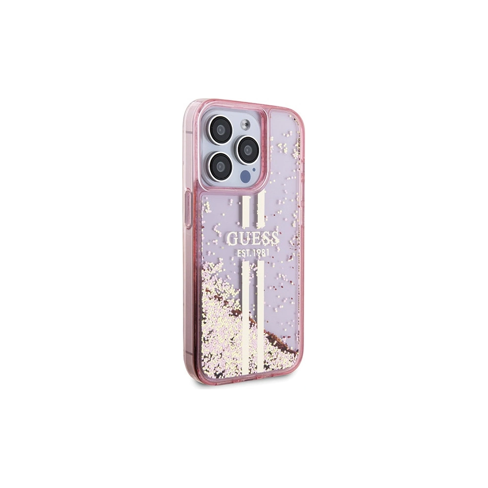 Hurtownia GSM - Etui Guess GUHCP15XLFCSEGP Apple iPhone 15 Pro Max hardcase Liquid Glitter Gold Stripes różowy/pink - GUE3200 - {ean13} - Hurt