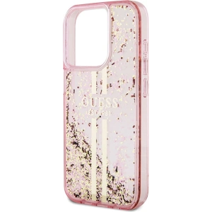Wholesale Guess GUHCP15XLFCSEGP Apple iPhone 15 Pro Max hardcase Liquid Glitter Gold Stripes pink - GUE3200 - {ean13} - Hurt