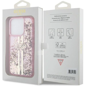 Wholesale Guess GUHCP15XLFCSEGP Apple iPhone 15 Pro Max hardcase Liquid Glitter Gold Stripes pink - GUE3200 - {ean13} - Hurt