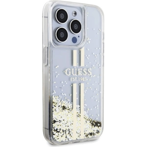 Wholesale Guess GUHCP15XLFCSEGT Apple iPhone 15 Pro Max hardcase Liquid Glitter Gold Stripes transparent - GUE3201 - {ean13} - Hurt