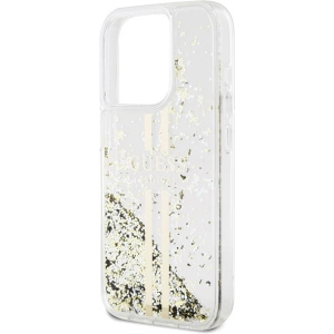 Wholesale Guess GUHCP15XLFCSEGT Apple iPhone 15 Pro Max hardcase Liquid Glitter Gold Stripes transparent - GUE3201 - {ean13} - Hurt