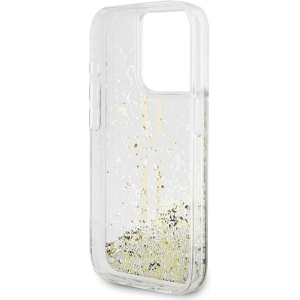 Wholesale Guess GUHCP15XLFCSEGT Apple iPhone 15 Pro Max hardcase Liquid Glitter Gold Stripes transparent - GUE3201 - {ean13} - Hurt