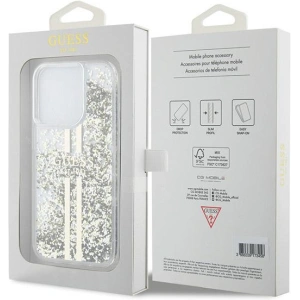 Wholesale Guess GUHCP15XLFCSEGT Apple iPhone 15 Pro Max hardcase Liquid Glitter Gold Stripes transparent - GUE3201 - {ean13} - Hurt
