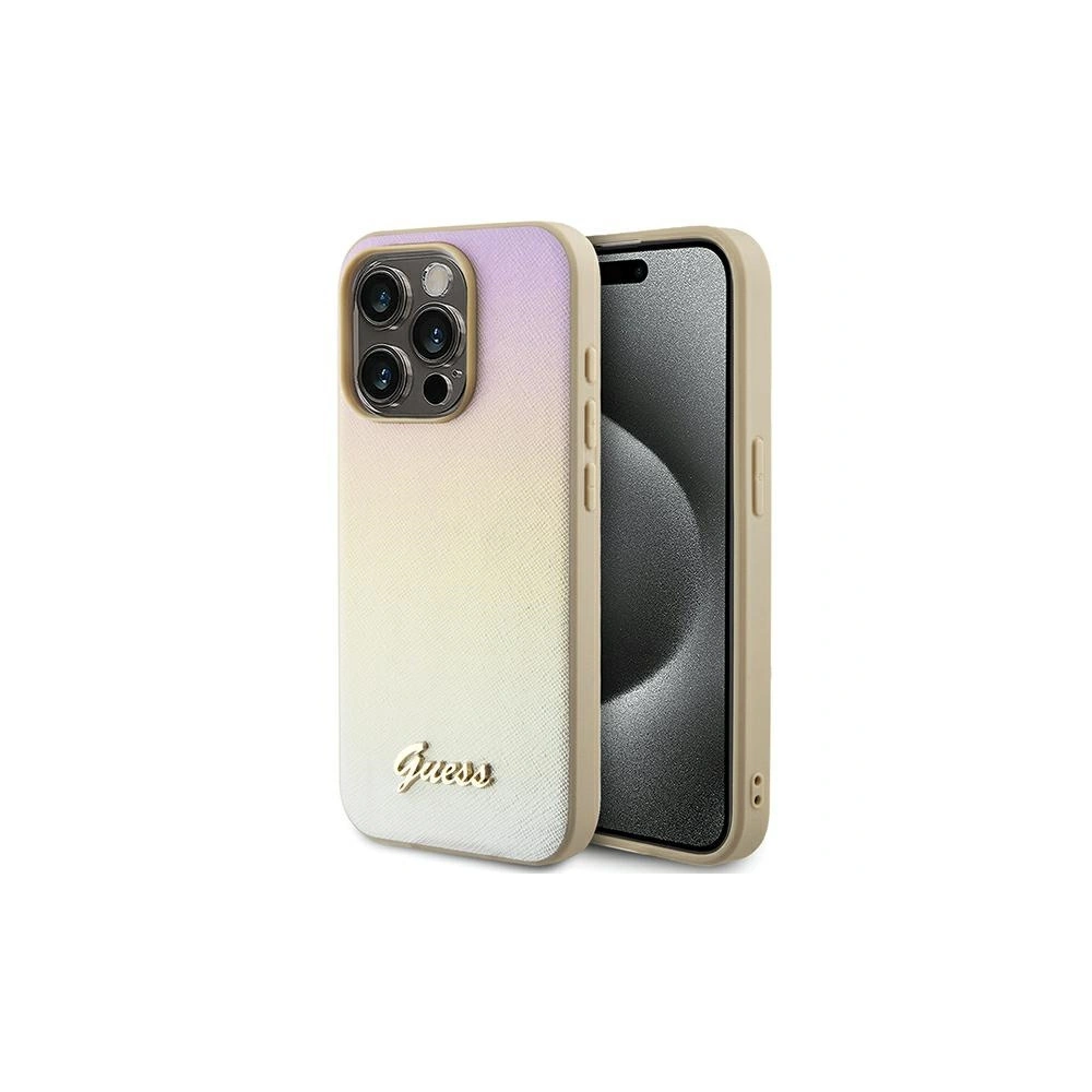 Hurtownia GSM - Case Guess GUHCP15XPSAIRSD Apple iPhone 15 Pro Max Hartschale Saffiano Iridescent Script gold - GUE3202 - {ean13} - Hurt