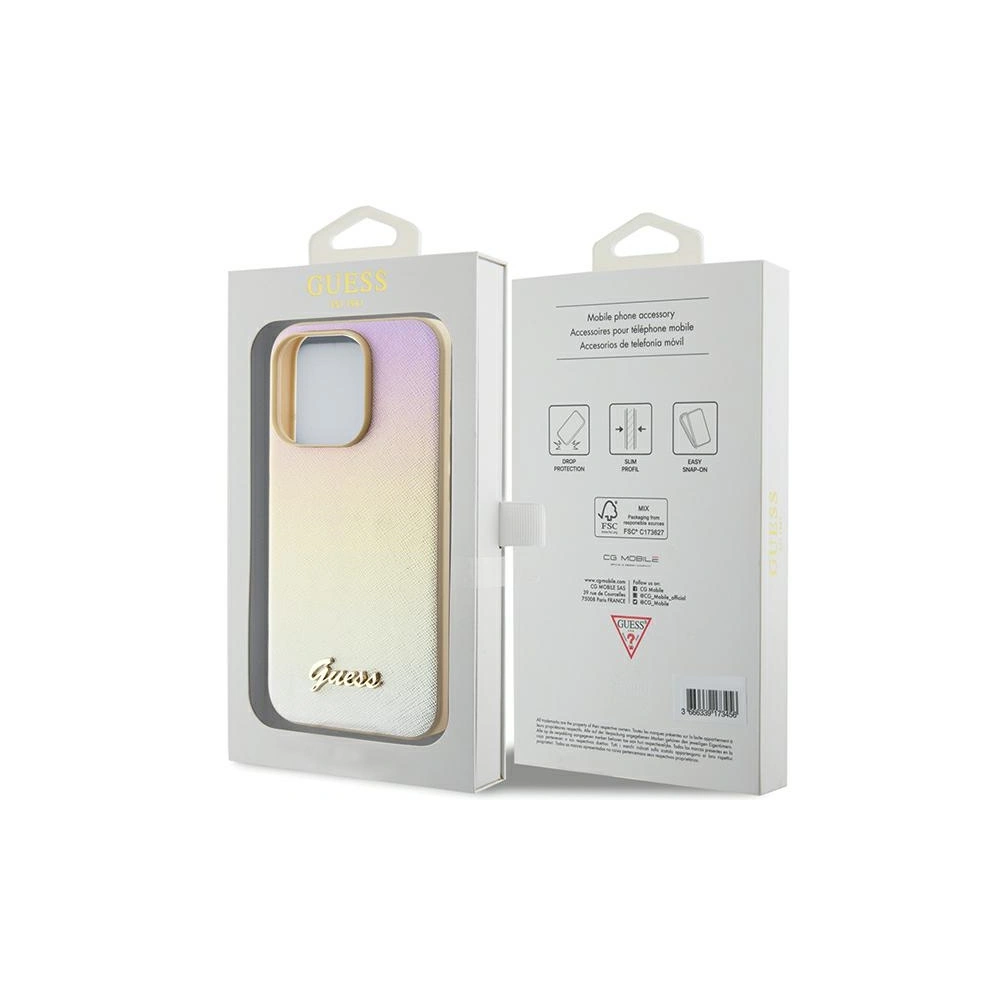 Hurtownia GSM - Case Guess GUHCP15XPSAIRSD Apple iPhone 15 Pro Max Hartschale Saffiano Iridescent Script gold - GUE3202 - {ean13} - Hurt