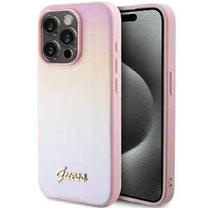 Hurtownia GSM - Case Guess GUHCP15XPSAIRSP Apple iPhone 15 Pro Max Hardcase Saffiano Iridescent Script rosa/pink - GUE3203 - {ean13} - Hurt