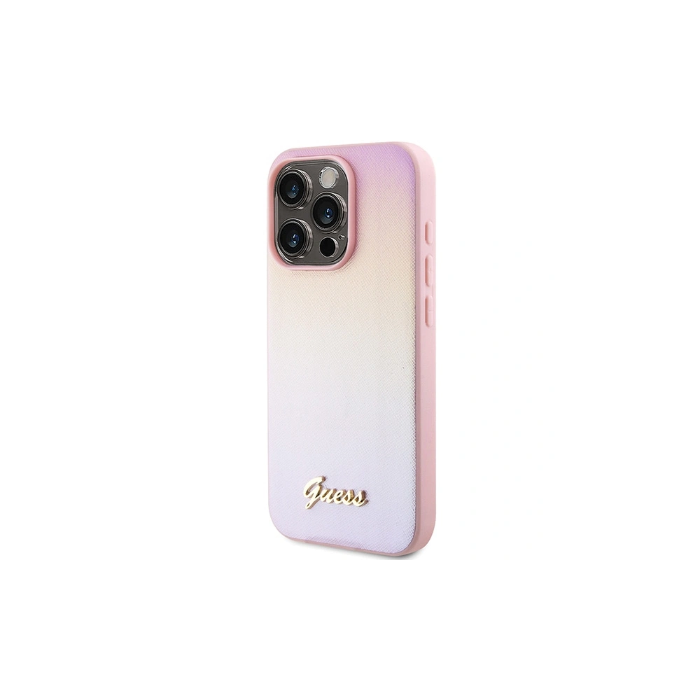 Hurtownia GSM - Case Guess GUHCP15XPSAIRSP Apple iPhone 15 Pro Max Hardcase Saffiano Iridescent Script rosa/pink - GUE3203 - {ean13} - Hurt