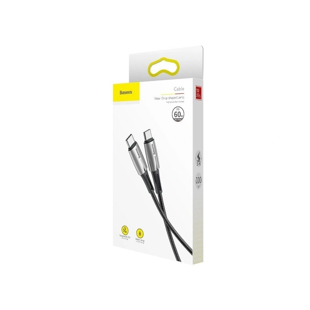 Hurtownia GSM - Kabel USB-C PD Baseus Water Drop Power Delivery 2.0 60W 1m (czarny) - BSU624BLK - {ean13} - Hurt