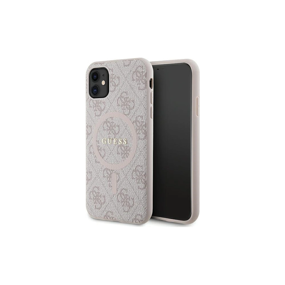 Hurtownia GSM - Etui Guess GUHMN61G4GFRP Apple iPhone 11 / XR kemény tok 4G Collection Bőr Fém Logó MagSafe rózsaszín/pink - GUE3206 - {ean13} - Hurt