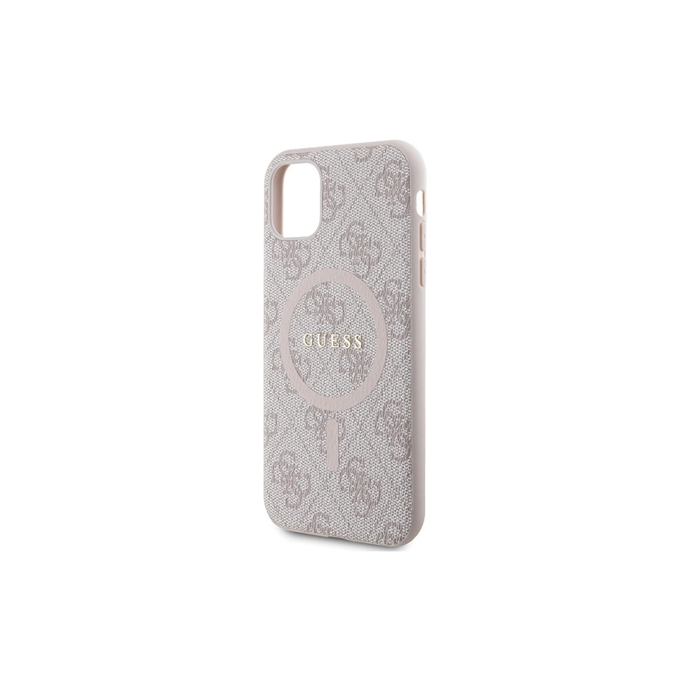 Case Guess GUHMN61G4GFRP Apple iPhone 11 / XR Hartschale 4G Collection Leder Metall-Logo MagSafe rosa/pink