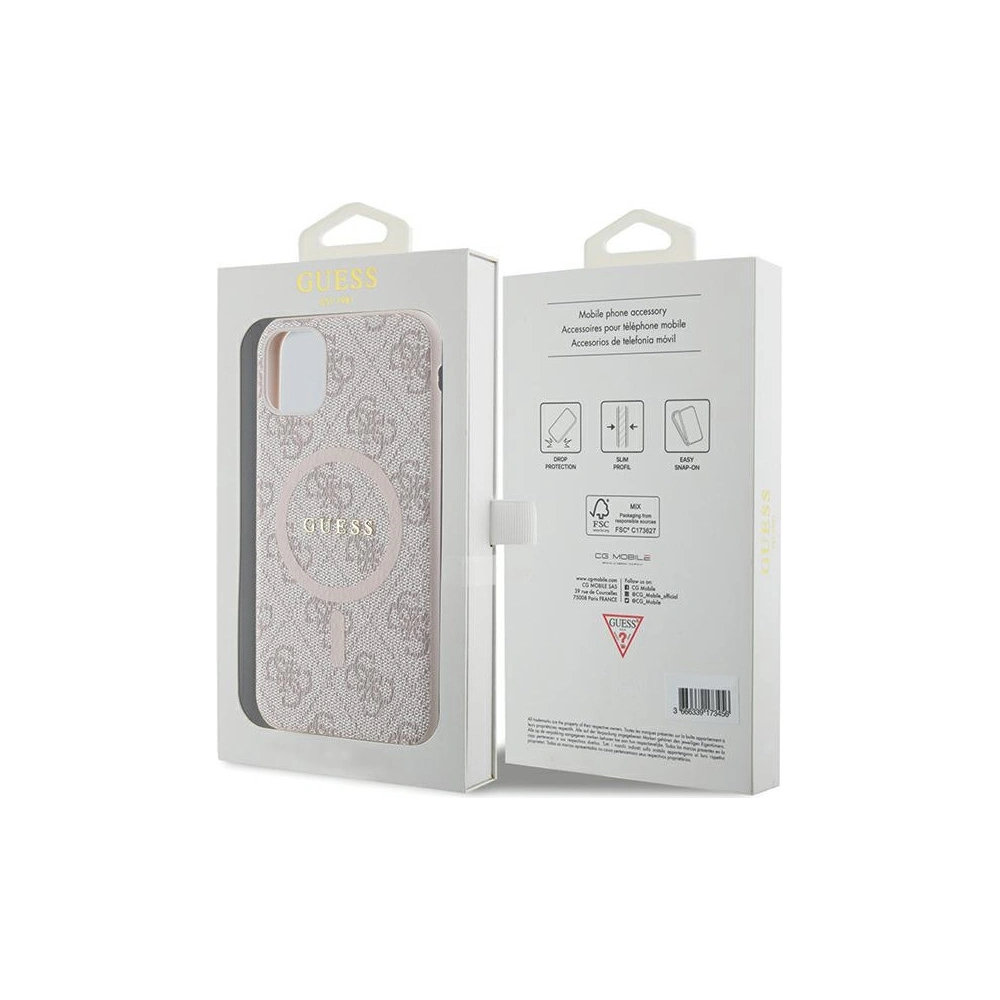 Hurtownia GSM - Etui Guess GUHMN61G4GFRP Apple iPhone 11 / XR kemény tok 4G Collection Bőr Fém Logó MagSafe rózsaszín/pink - GUE3206 - {ean13} - Hurt
