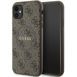 Hurtownia GSM - Etui Guess GUHMN61G4GFRW Apple iPhone 11 / XR keménytok 4G Kollekció Bőr Fém Logo MagSafe barna/brown - GUE3207 - {ean13} - Hurt