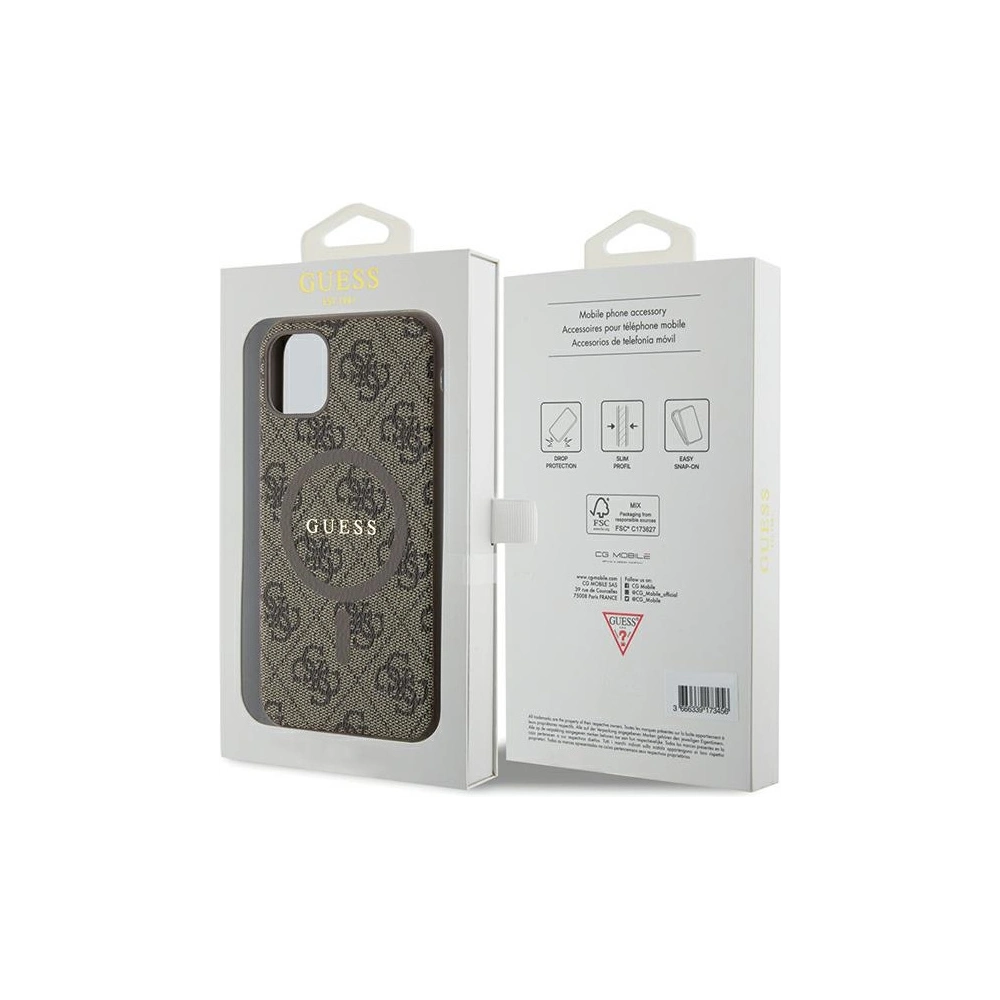 Hurtownia GSM - Case Guess GUHMN61G4GFRW Apple iPhone 11 / XR Hardcase 4G Collection Leder Metall-Logo MagSafe braun/brown - GUE3207 - {ean13} - Hurt