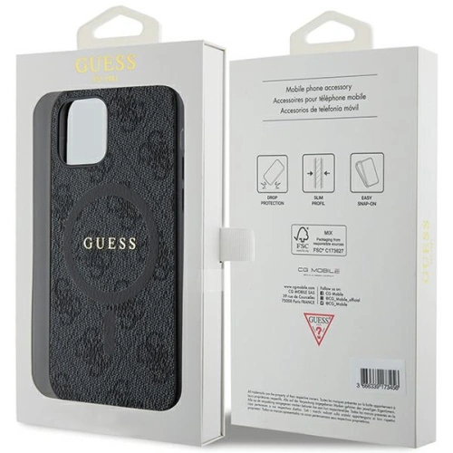 Etui Guess GUHMP12MG4GFRK Apple iPhone 12 / 12 Pro hardcase 4G Collection Leather Metal Logo MagSafe czarny/black
