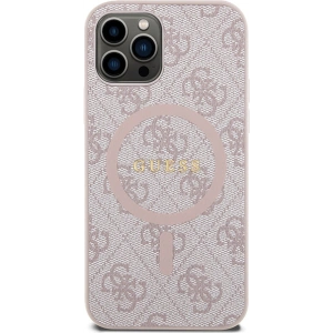 Etui Guess GUHMP12MG4GFRP Apple iPhone 12 / 12 Pro hardcase 4G Collection Leather Metal Logo MagSafe różowy/pink