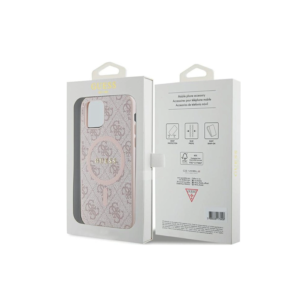 Hurtownia GSM - Etui Guess GUHMP12MG4GFRP Apple iPhone 12 / 12 Pro hardcase 4G Collection Leather Metal Logo MagSafe růžový/pink - GUE3209 - {ean13} - Hurt
