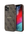 Case Guess GUHMP12MG4GFRW Apple iPhone 12 / 12 Pro Hardcase 4G Kollektion Leder Metall-Logo MagSafe braun/brown