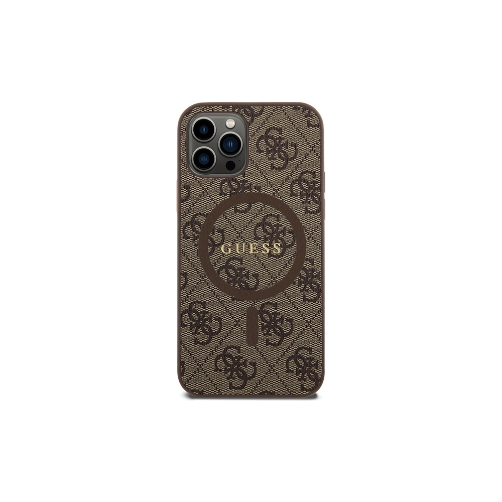 Hurtownia GSM - Etui Guess GUHMP12MG4GFRW Apple iPhone 12 / 12 Pro kemény tok 4G Collection Bőr Fém Logo MagSafe barna/brown - GUE3210 - {ean13} - Hurt