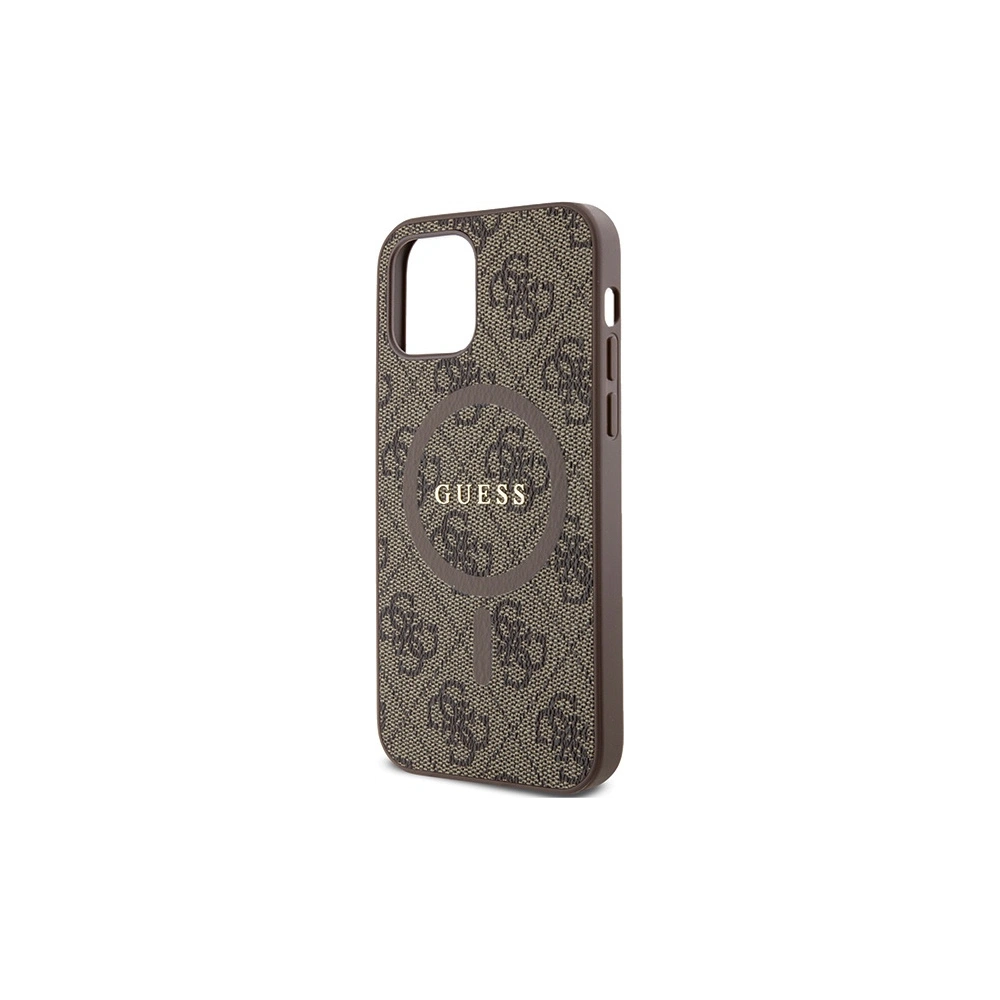 Hurtownia GSM - Etui Guess GUHMP12MG4GFRW Apple iPhone 12 / 12 Pro kemény tok 4G Collection Bőr Fém Logo MagSafe barna/brown - GUE3210 - {ean13} - Hurt
