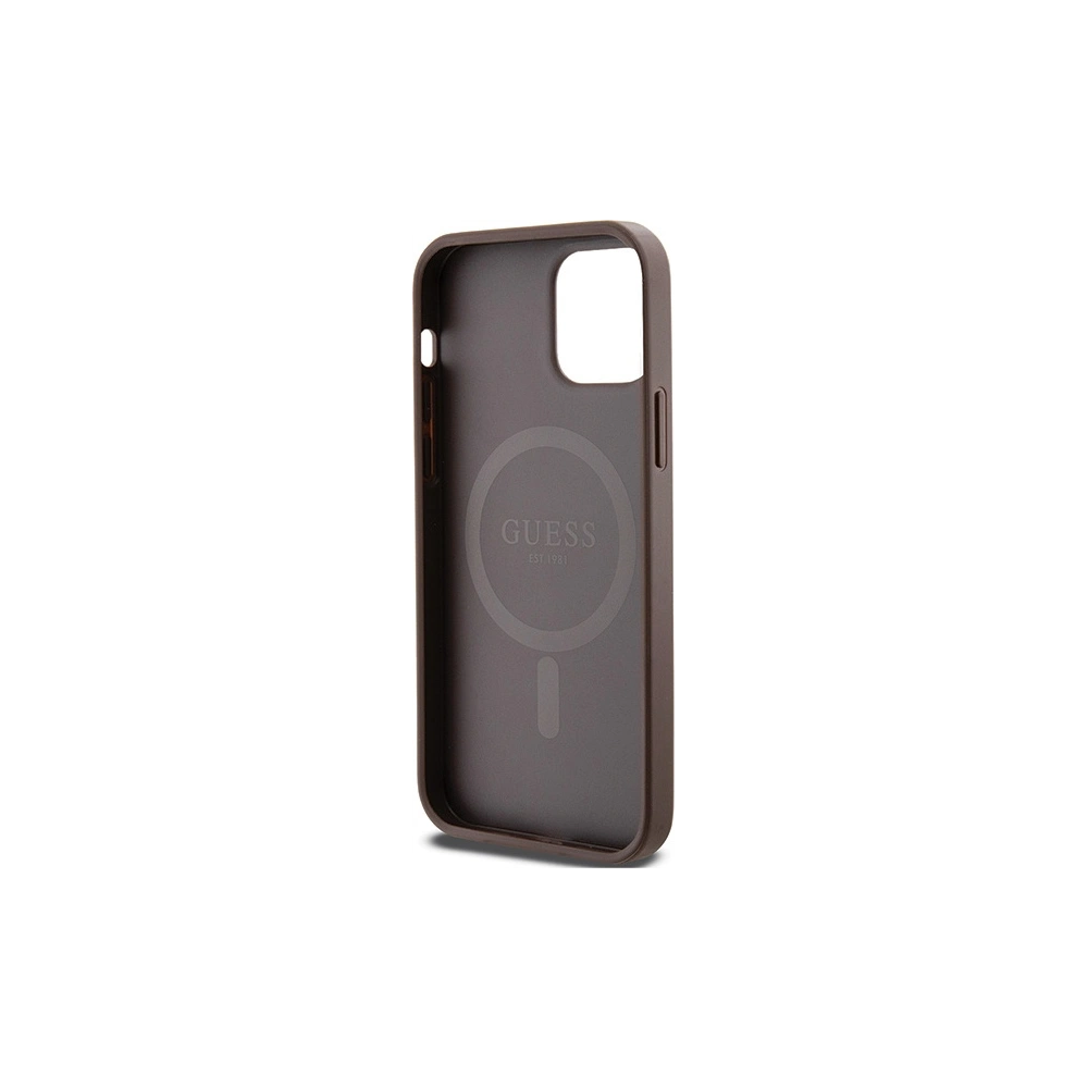 Hurtownia GSM - Etui Guess GUHMP12MG4GFRW Apple iPhone 12 / 12 Pro kemény tok 4G Collection Bőr Fém Logo MagSafe barna/brown - GUE3210 - {ean13} - Hurt