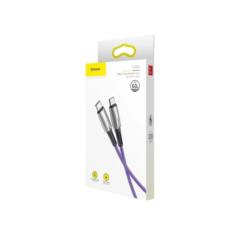 Hurtownia GSM - Cablul USB-C PD Baseus Water Drop Power Delivery 2.0 60W 1m (mov) - BSU625PRP - {ean13} - Hurt