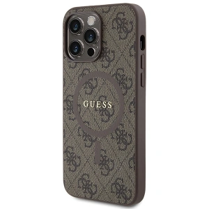 Guess GUHMP13LG4GFRW Apple iPhone 13 / 13 Pro hardcase 4G Collection Leather Metal Logo MagSafe brown