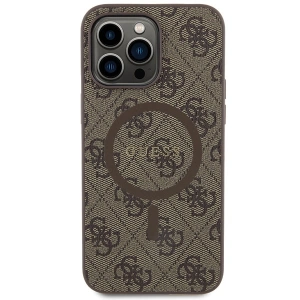 Guess GUHMP13LG4GFRW Apple iPhone 13 / 13 Pro hardcase 4G Collection Leather Metal Logo MagSafe brown