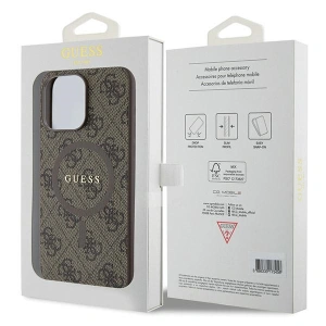 Guess GUHMP13LG4GFRW Apple iPhone 13 / 13 Pro hardcase 4G Collection Leather Metal Logo MagSafe brown