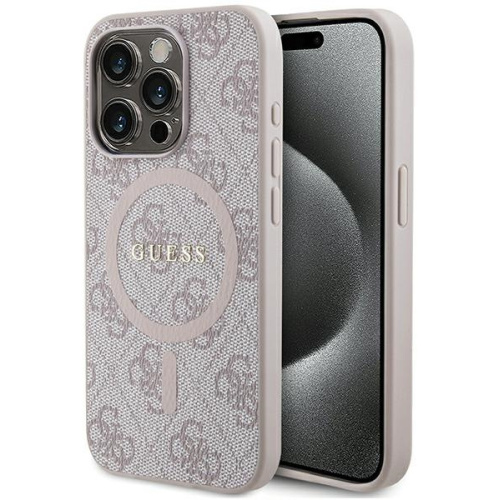 Guess Distributor - 3666339226725 - GUE3219 - Guess GUHMP14LG4GFRP Apple iPhone 14 Pro hardcase 4G Collection Leather Metal Logo MagSafe pink - B2B homescreen