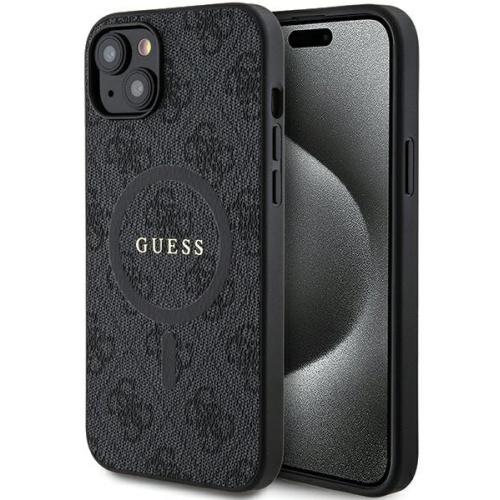 Guess Distributor - 3666339226282 - GUE3221 - Guess GUHMP14SG4GFRK Apple iPhone 14 / 15 hardcase 4G Collection Leather Metal Logo MagSafe black - B2B homescreen