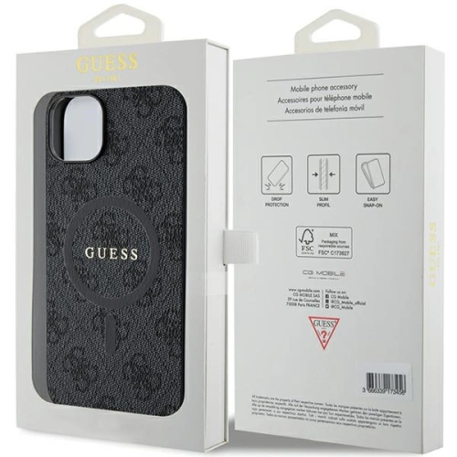 Etui Guess GUHMP14SG4GFRK Apple iPhone 14 / 15 hardcase 4G Collection Leather Metal Logo MagSafe czarne/black