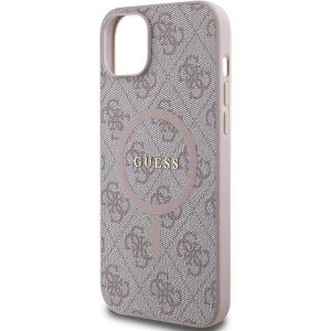 Etui Guess GUHMP14SG4GFRP Apple iPhone 14 / 15 hardcase 4G Collection Leather Metal Logo MagSafe różowe/pink