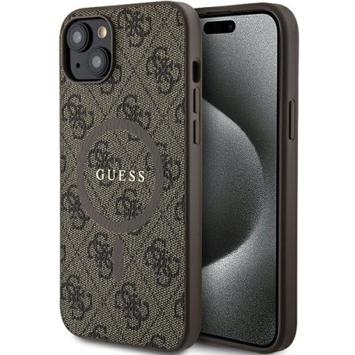 Guess Distributor - 3666339226428 - GUE3223 - Guess GUHMP14SG4GFRW Apple iPhone 14 / 15 hardcase 4G Collection Leather Metal Logo MagSafe brown - B2B homescreen
