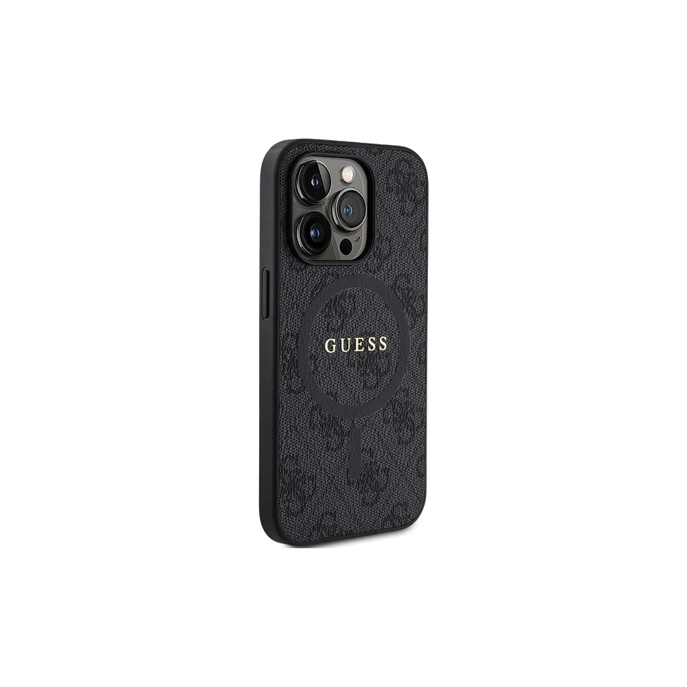 Hurtownia GSM - Etui Guess GUHMP14XG4GFRK Apple iPhone 14 Pro Max hardver 4G Collection Bőrfedél Fém Logó MagSafe fekete/black - GUE3225 - {ean13} - Hurt