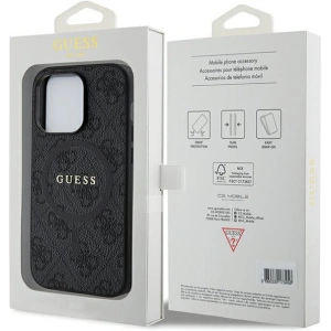 Etui Guess GUHMP14XG4GFRK Apple iPhone 14 Pro Max hardcase 4G Collection Leather Metal Logo MagSafe czarne/black