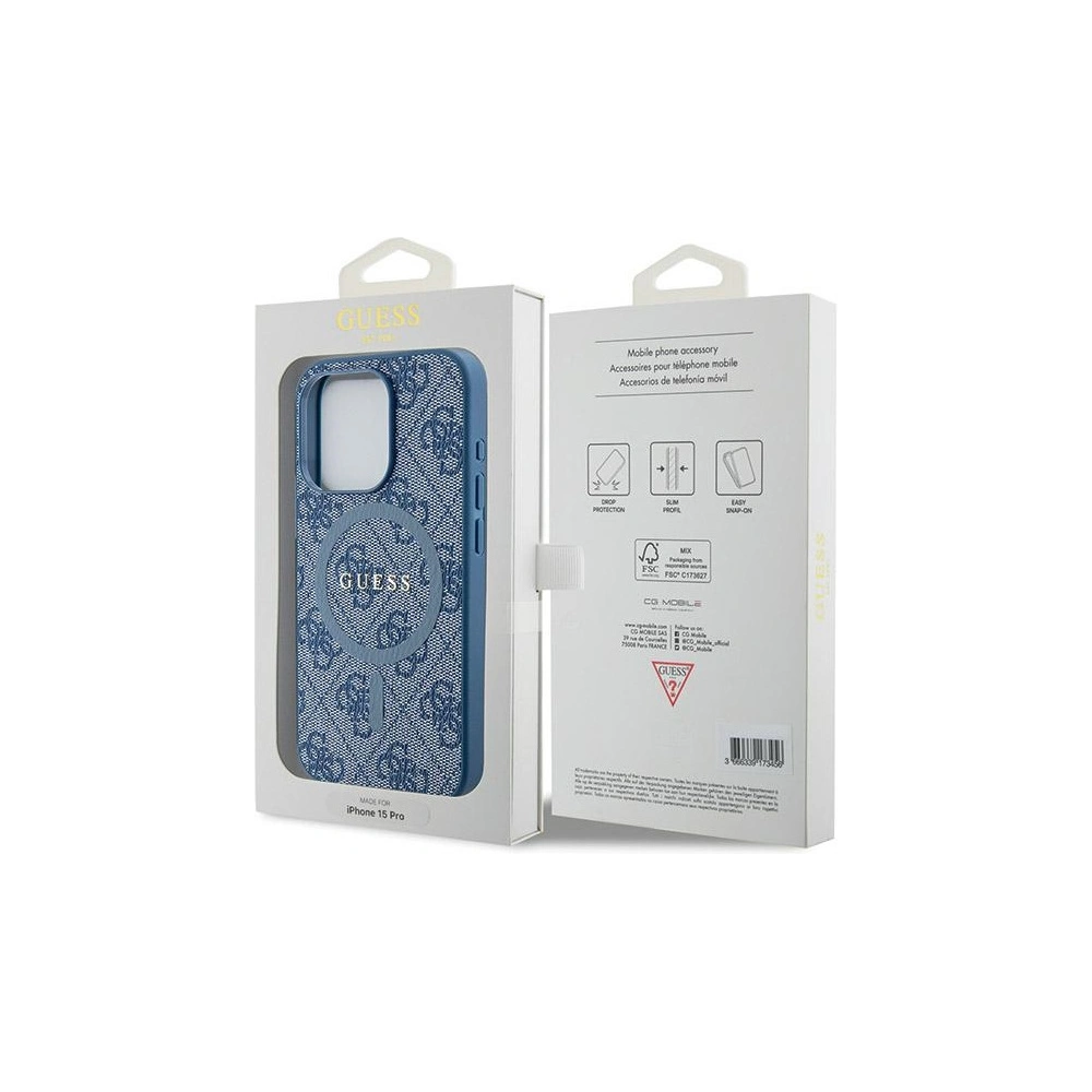 Hurtownia GSM - Etui Guess GUHMP15LG4GFRB Apple iPhone 15 Pro hardcase 4G Collection Leather Metal Logo MagSafe modrý/blue - GUE3228 - {ean13} - Hurt