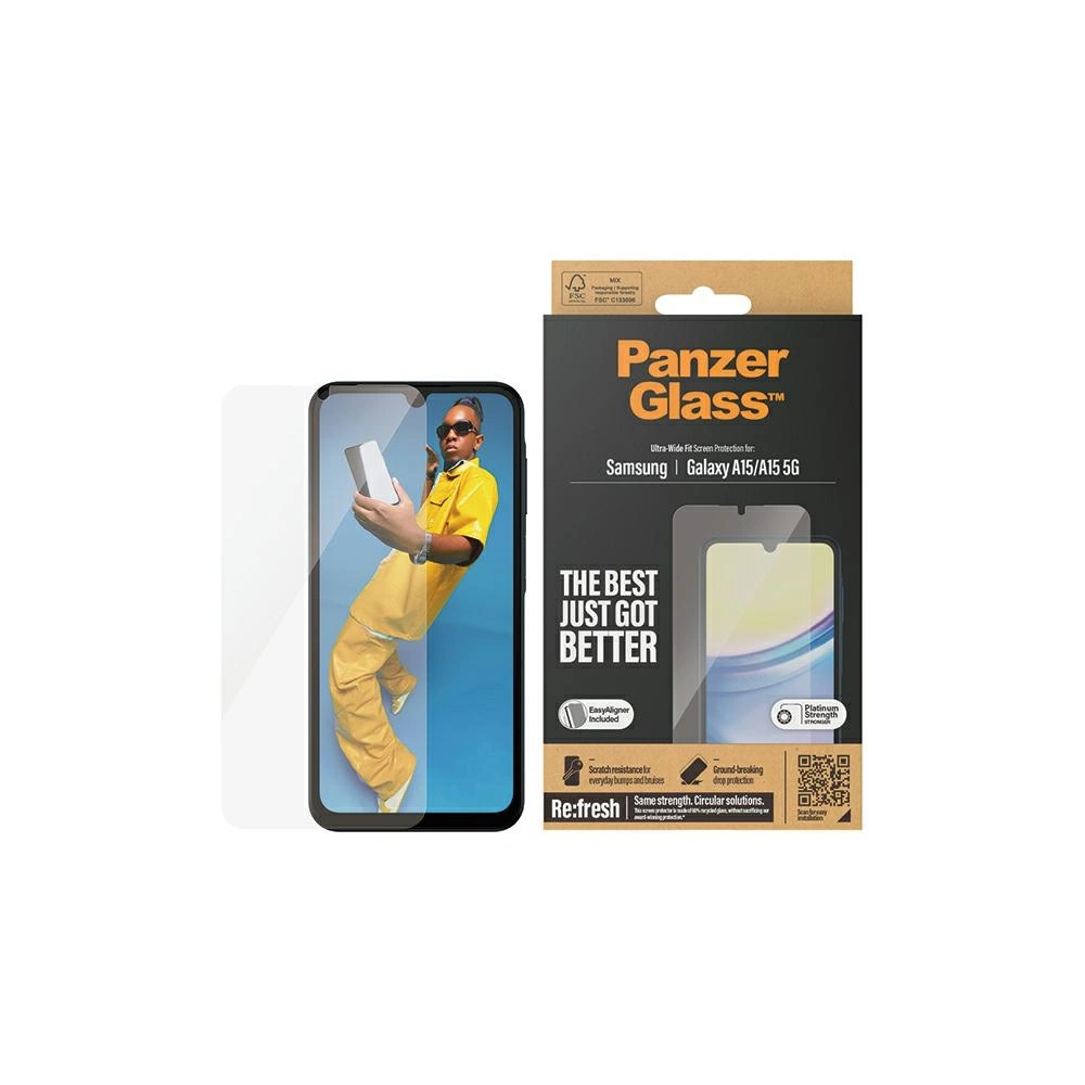 Hurtownia GSM - Edzett üveg PanzerGlass Ultra-Wide Fit Samsung Galaxy A15 4G / A15 5G Képernyővédő - PZG592 - {ean13} - Hurt