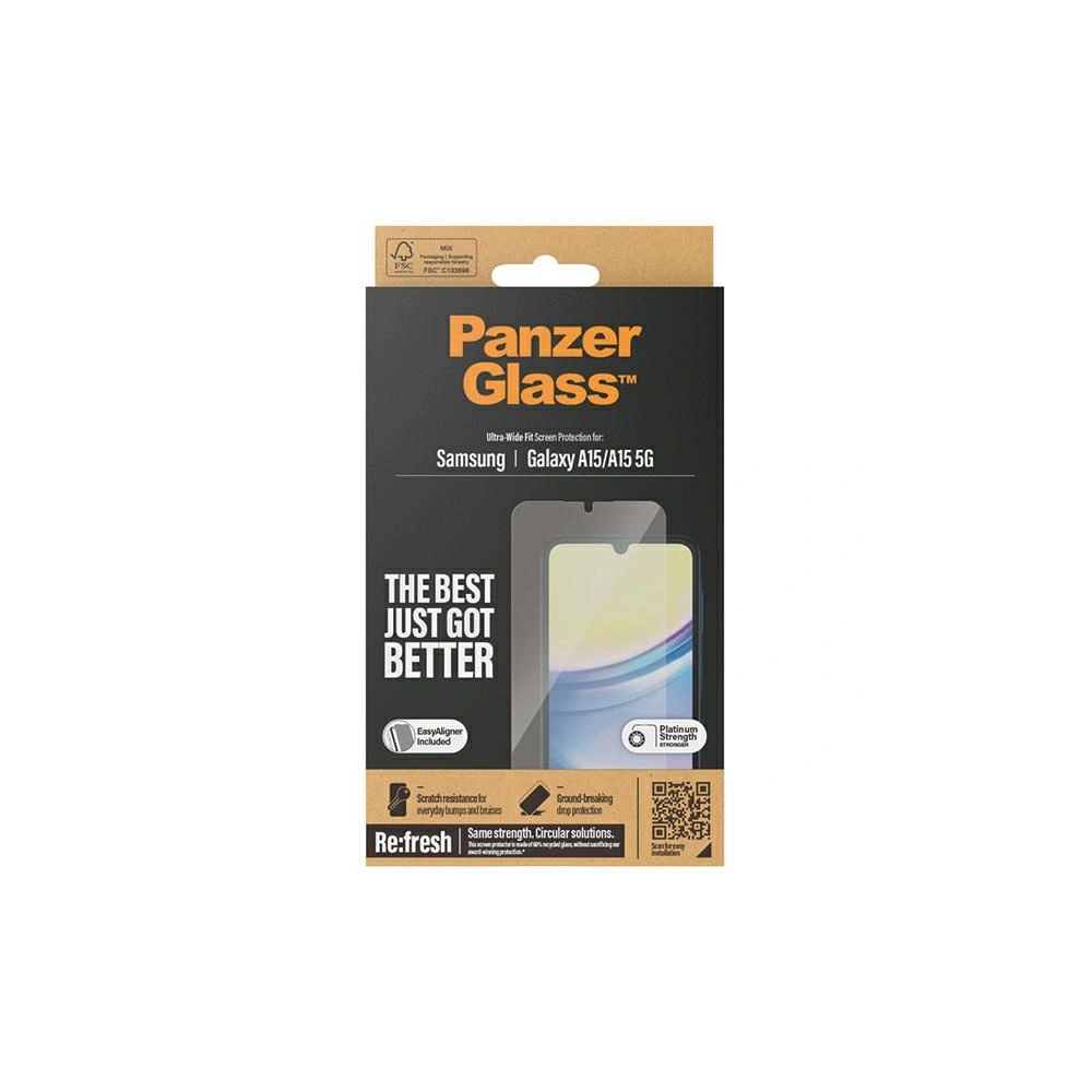 Hurtownia GSM - Edzett üveg PanzerGlass Ultra-Wide Fit Samsung Galaxy A15 4G / A15 5G Képernyővédő - PZG592 - {ean13} - Hurt