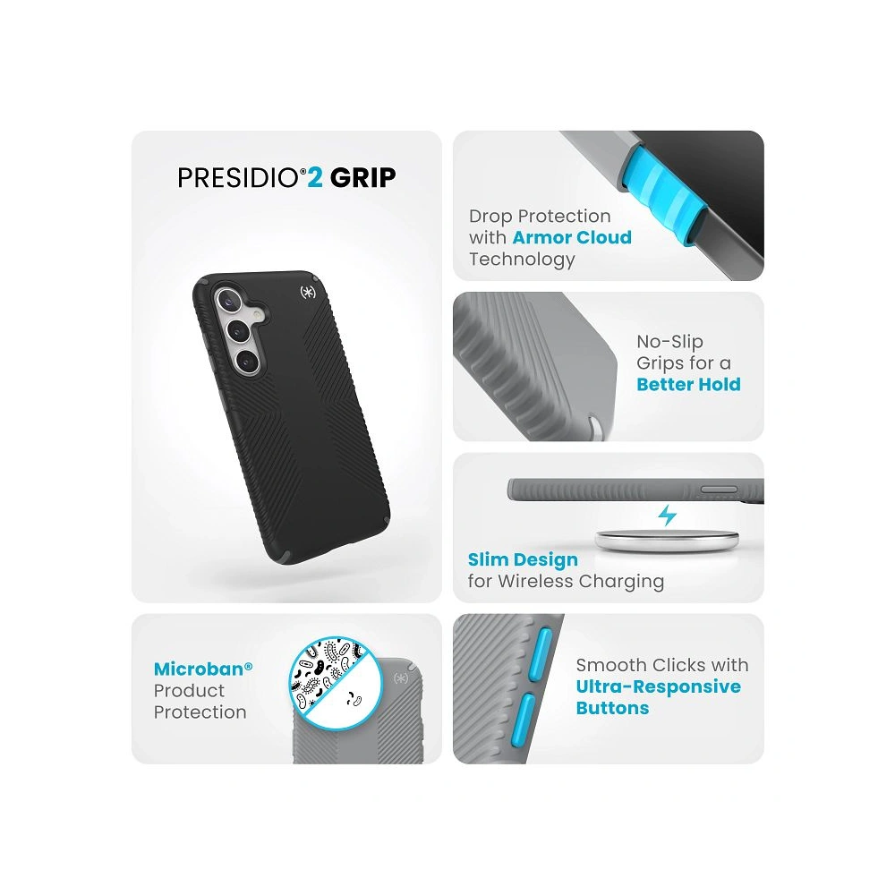 Hurtownia GSM - Etui Speck Presidio2 Grip Samsung Galaxy S24 negru/gri ardezie/alb - SPK590 - {ean13} - Hurt